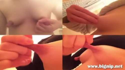 Девушка вытягивает свой сосок, обвязав его ниткой